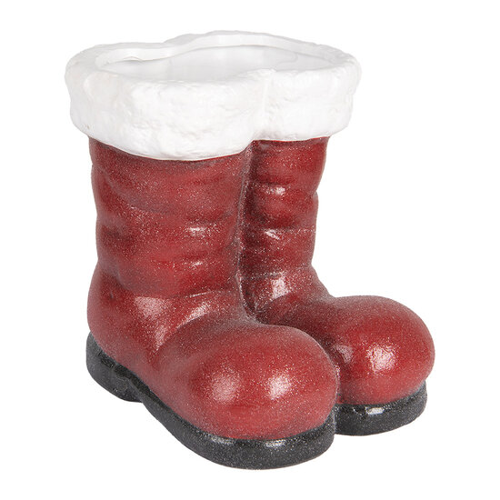 Clayre & Eef | Decoratie Laarzen Kerstman Rood Wit 22x22x23 cm | 6PR5525