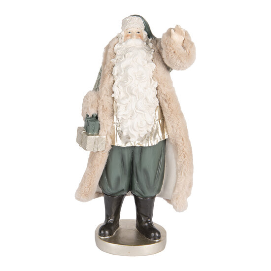 Clayre & Eef | Kerstdecoratie Kerstman Beige Groen 20x15x42 cm | 6PR5526