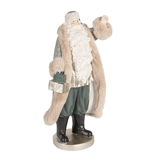 Clayre & Eef | Kerstdecoratie Kerstman Beige Groen 20x15x42 cm | 6PR5526