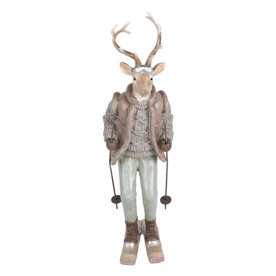 Clayre & Eef | Decoratie Hert Bruin Grijs 16x11x33 cm | 6PR5530