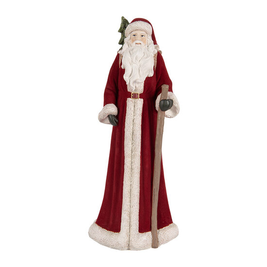 Clayre & Eef | Kerstdecoratie Kerstman Rood Wit 16x15x37 cm | 6PR5539