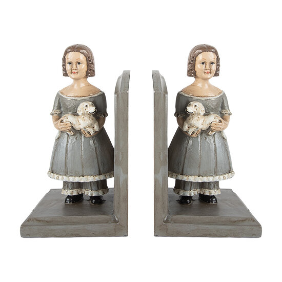 Clayre & Eef | Boekensteunen set van 2 Grijs 23x11x20 cm | 6PR5552