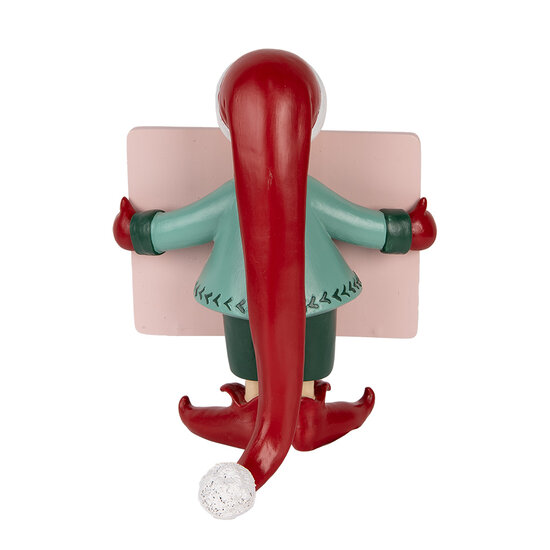 Clayre & Eef | Decoratie elf met krijtbord Rood Zwart 18x15x23 cm | 6PR5606