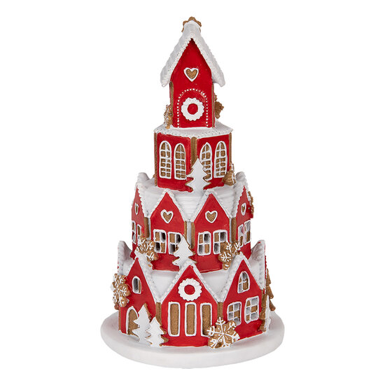 Clayre & Eef | Decoratie Huis met LED Rood Wit ø 13x22 cm / 3xAAA | 6PR5609