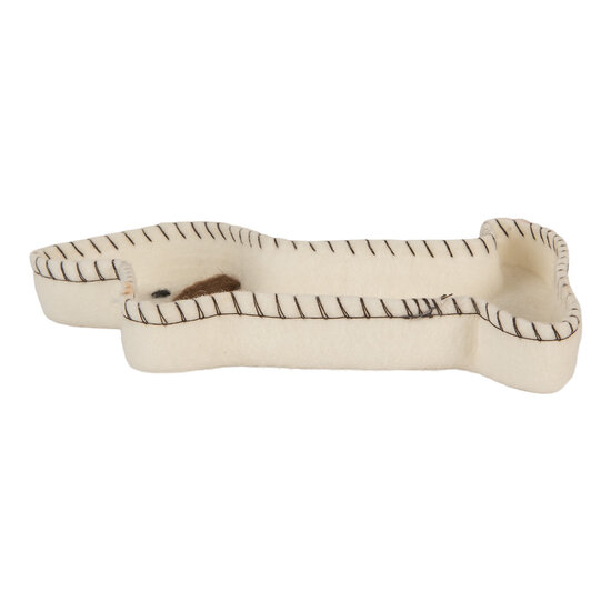 Clayre &amp; Eef   | Vilten schaal hond Wit Bruin 20x13x3 cm | 66287