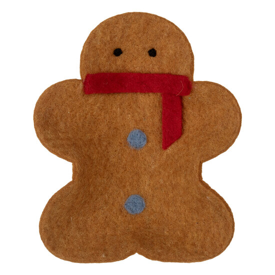 Clayre &amp; Eef   | Vilten Schaal Peperkoekpop Bruin Rood 19x16x4 cm | 66290