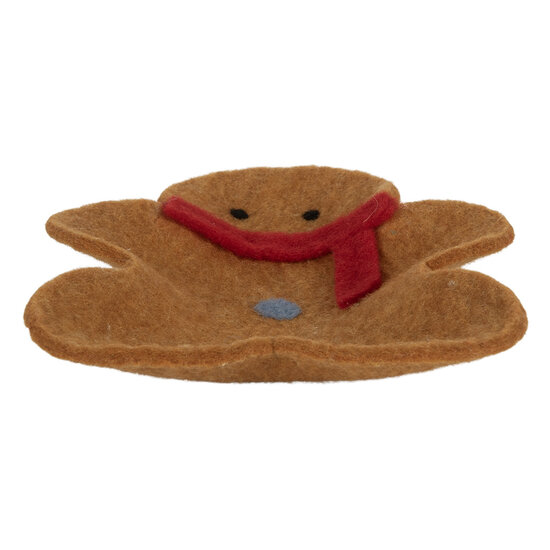 Clayre &amp; Eef   | Vilten Schaal Peperkoekpop Bruin Rood 19x16x4 cm | 66290