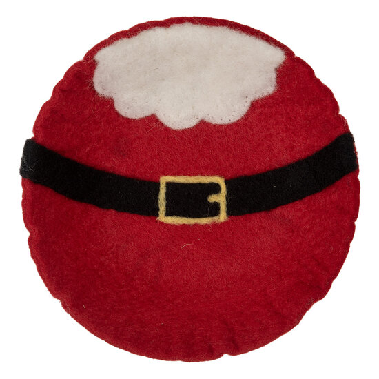 Clayre &amp; Eef   | Vilten Schaal Kerstman Rood Wit &oslash; 18x4 cm | 66291