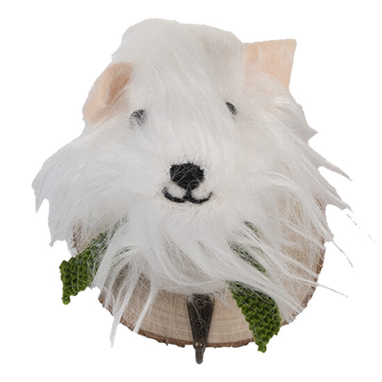 Clayre &amp; Eef   | Wandhaak Vilten Hond Wit Bruin 11x15x14 cm | 66295