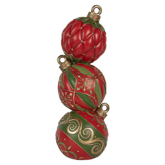 Clayre &amp; Eef   | Decoratie Kerstbal LED Rood Groen 14x14x40 cm / 3xAAA | 6PR5617