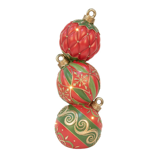 Clayre &amp; Eef   | Decoratie Kerstbal LED Rood Groen 14x14x40 cm / 3xAAA | 6PR5617