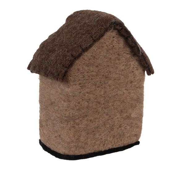 Clayre &amp; Eef   | Vilten Huis Bruin Wit 12x7x14 cm | 66297