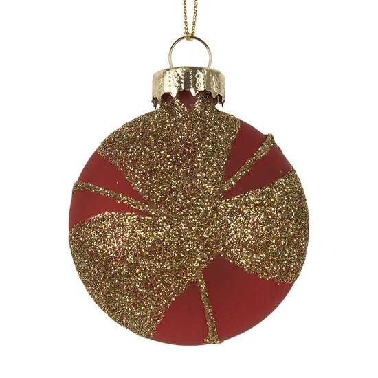 Clayre & Eef | Kerstbal Goudkleurig Rood 6x3x7 cm | 6GL5130