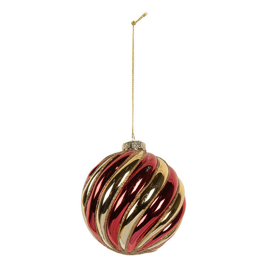 Clayre & Eef | Kerstbal Goudkleurig Rood ø 8x8 cm | 6GL5136
