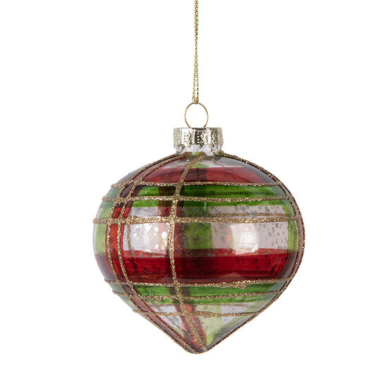 Clayre & Eef | Kerstbal Rood Goudkleurig ø 8x8 cm | 6GL5179