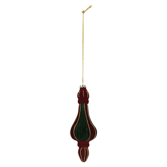 Clayre & Eef | Kerstbal Rood Groen ø 6x17 cm | 6GL5235