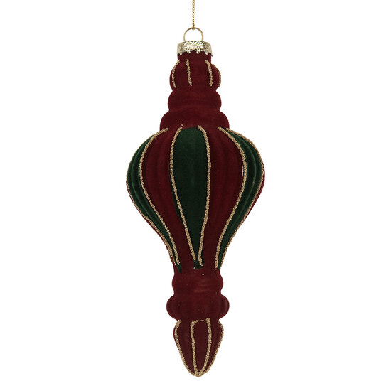 Clayre & Eef | Kerstbal Rood Groen ø 6x15 cm | 6GL5236