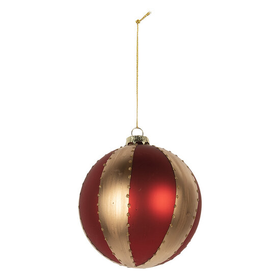 Clayre &amp; Eef   | Kerstbal Goudkleurig Rood &oslash; 8x8 cm | 6GL5244M