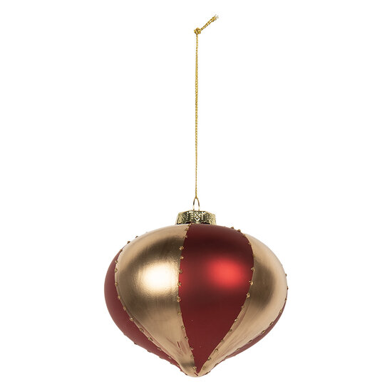 Clayre &amp; Eef   | Kerstbal Goudkleurig Rood &oslash; 10x10 cm | 6GL5245