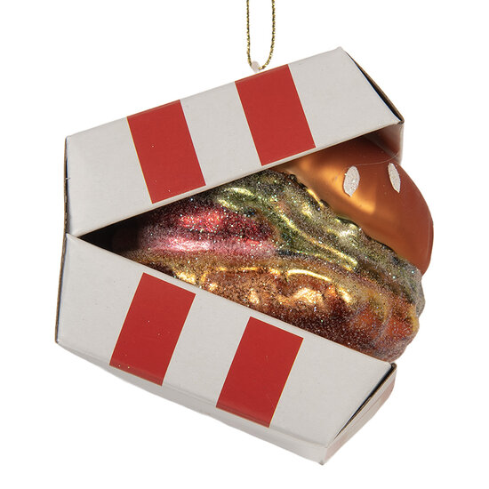 Clayre & Eef | Kersthanger Rood Wit 7x7x8 cm | 6GL5247