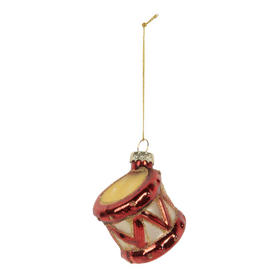 Clayre & Eef | Kersthanger Rood Goudkleurig ø 4x5 cm | 6GL5279