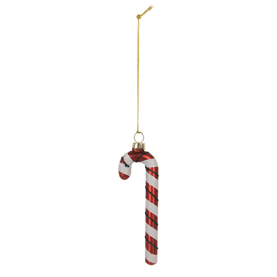 Clayre & Eef | Kersthanger Rood Wit 4x1x12 cm | 6GL5281