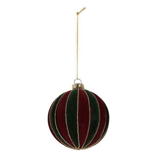 Clayre & Eef | Kerstbal Rood Groen ø 8x8 cm | 6GL5283