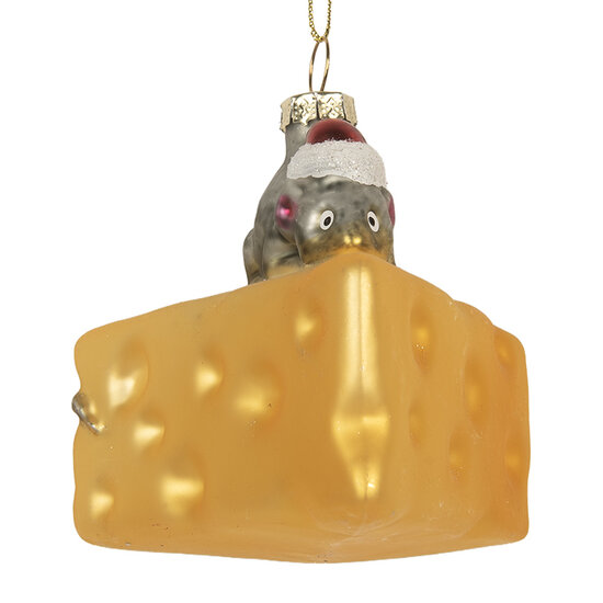 Clayre & Eef | Kersthanger Geel Grijs 8x8x8 cm | 6GL5305