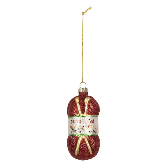 Clayre & Eef | Kersthanger Rood Wit Ø 5x10 cm | 6GL5306