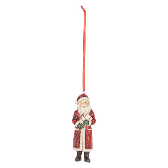 Clayre & Eef | Decoratie hanger kerstman Rood Wit 4x3x11 cm | 6PR5595