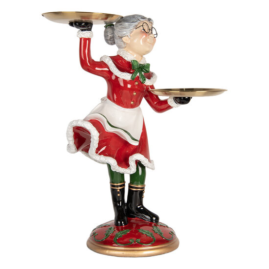 Clayre &amp; Eef   | Kerstdecoratie Kerstvrouw Rood Wit 47x32x62 cm | 5PR0188