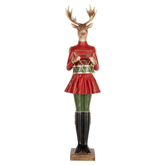 Clayre &amp; Eef   | Decoratie Rendier Bruin Rood 23x19x77 cm | 5PR0189