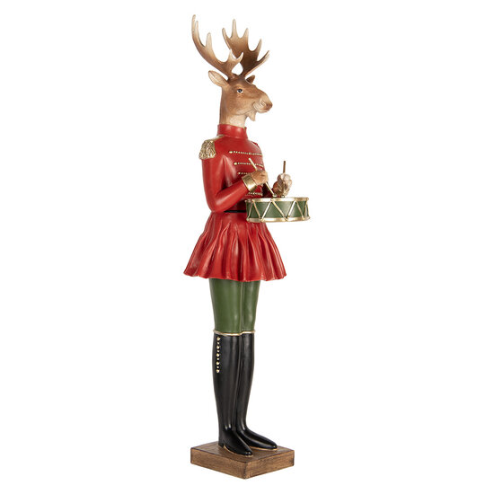 Clayre &amp; Eef   | Decoratie Rendier Bruin Rood 23x19x77 cm | 5PR0189