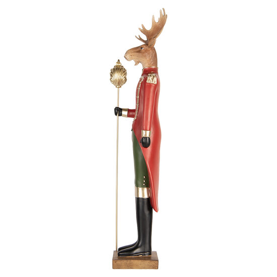 Clayre &amp; Eef   | Decoratie Rendier Bruin Rood 17x18x81 cm | 5PR0190