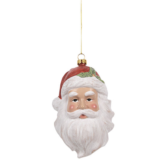 Clayre & Eef | Decoratie Hanger Kerstman Wit Rood 9x7x15 cm | 66083