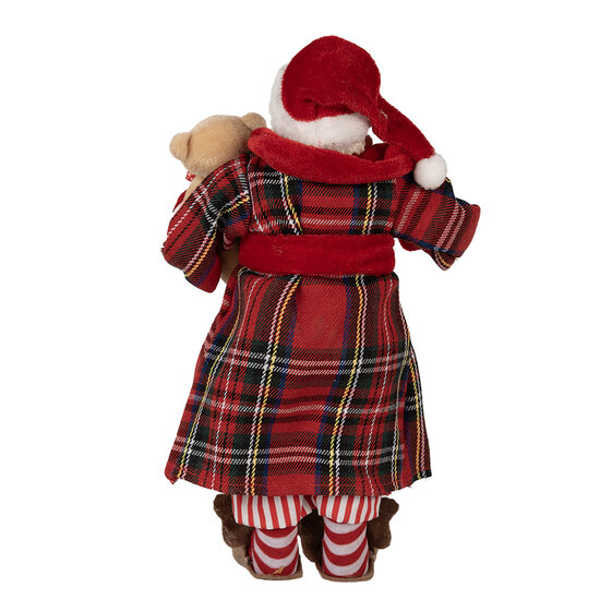 Clayre & Eef | Kerstdecoratie Kerstman Rood Wit 16x10x27 cm | 65589