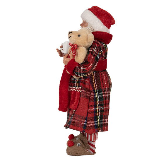 Clayre & Eef | Kerstdecoratie Kerstman Rood Wit 16x10x27 cm | 65589