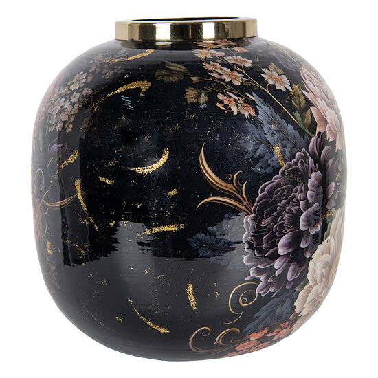 Clayre & Eef | Decoratie Vaas Zwart Roze ø 29x29 cm | 65888