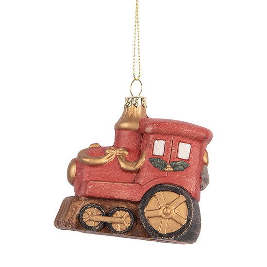 Clayre &amp; Eef   | Decoratie Hanger Locomotief  Rood Goudkleurig 9x5x9 cm | 66087