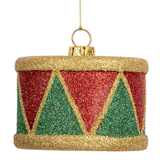 Clayre & Eef | Decoratie Hanger Trommel Rood Groen ø 7x5 cm | 66088