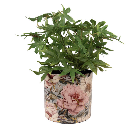 Clayre &amp; Eef   | Bloempot Zwart Roze &oslash; 16x15 cm | 65894
