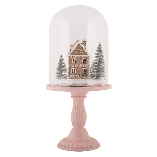 Clayre & Eef | Glazen Stolp met decoratie LED Roze ø 17x36 cm / 2xAAA | 6GL5189