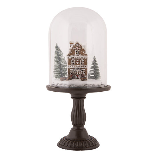 Clayre &amp; Eef   | Glazen Stolp met decoratie LED Bruin &oslash; 17x36 cm / 2xAAA | 6GL5190