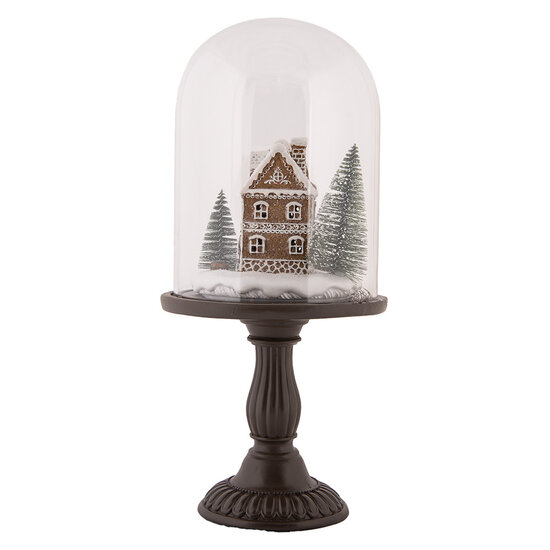 Clayre &amp; Eef   | Glazen Stolp met decoratie LED Bruin &oslash; 17x36 cm / 2xAAA | 6GL5190
