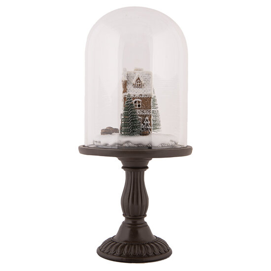 Clayre &amp; Eef   | Glazen Stolp met decoratie LED Bruin &oslash; 17x36 cm / 2xAAA | 6GL5190