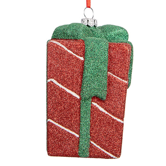 Clayre & Eef | Decoratie hanger Cadeautje Rood Groen 8x8x11 cm | 66095