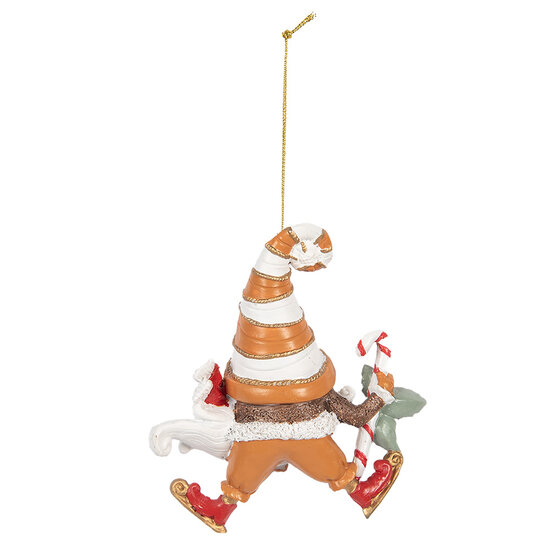 Clayre & Eef | Decoratie hanger kerstman Oranje Wit 8x4x10 cm | 6PR5302