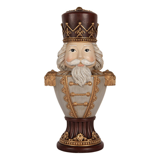 Clayre & Eef | Kerstdecoratie Notenkraker Bruin Grijs 16x10x30 cm | 6PR5365