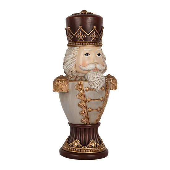 Clayre & Eef | Kerstdecoratie Notenkraker Bruin Grijs 16x10x30 cm | 6PR5365