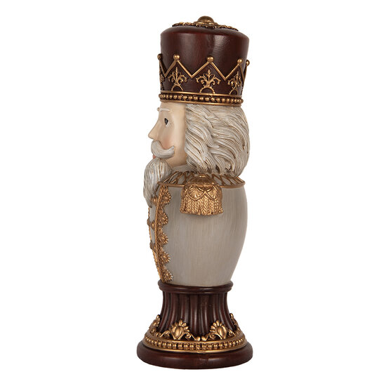Clayre & Eef | Kerstdecoratie Notenkraker Bruin Grijs 16x10x30 cm | 6PR5365